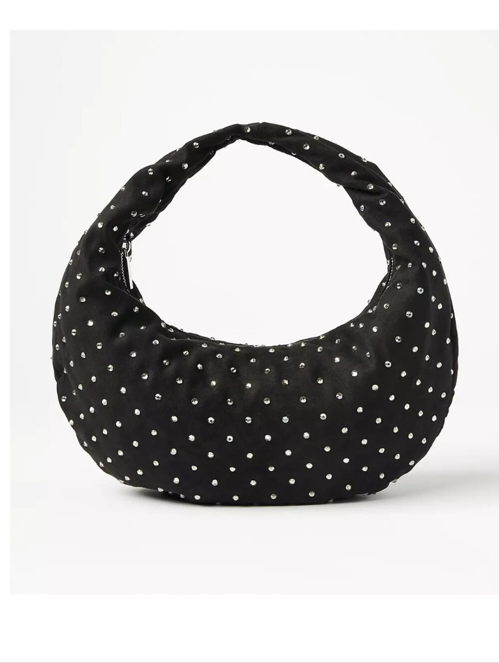 Loft Black Sparkle Studded Crescent Hobo Bag